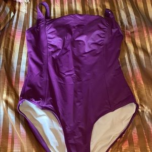 Fully lined purple one piece swimsuit